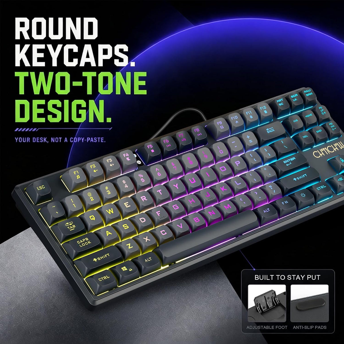 CHONCHOW TKL Gaming Keyboard Wired, Anti Ghosting 87 Keys FPS for PC PS5