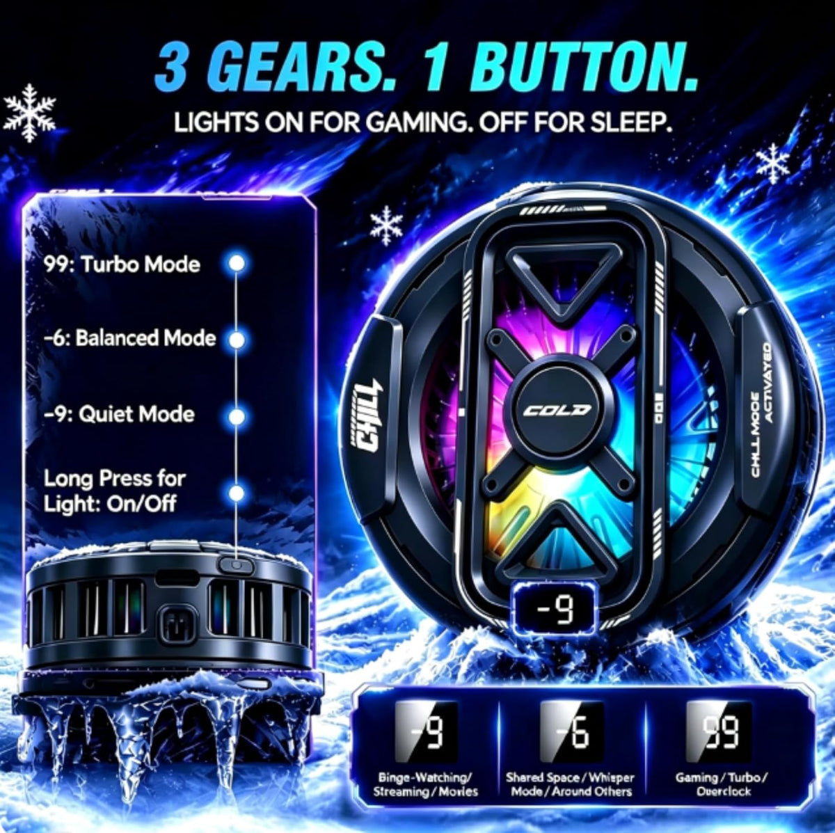 Phone Cooler, Cooling Fan for Phone, Magnetic Cell Phone Cooler for Gaming