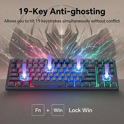 CHONCHOW TKL Gaming Keyboard and Mouse Combo, Wired RGB Set for PC Laptop