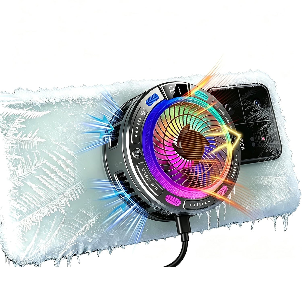 Phone Cooling Fan,Phone Cooler for Gaming,Cell Phone Fan,AI Smart Control