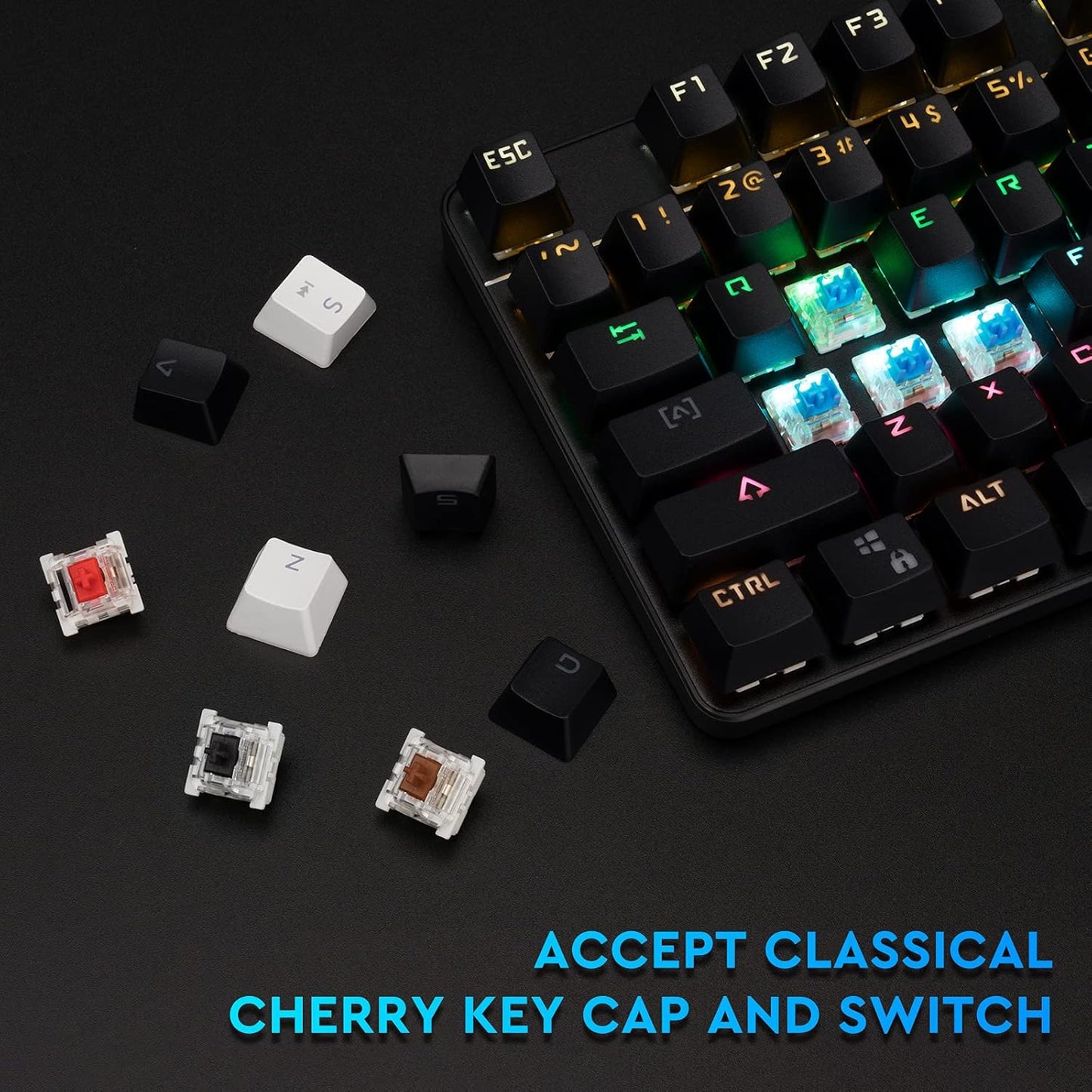 CHONCHOW TKL Mechanical Gaming Keyboard and Mouse Combo LED Backlit 60% Compact Gaming Keyboard with Blue Switches RGB Gaming Mouse - CHONCHOW