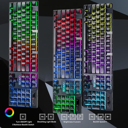 CHONCHOW USB Wireless Gaming Keyboard and Mouse Combo, RGB Backlit, 2.4GHz - CHONCHOW