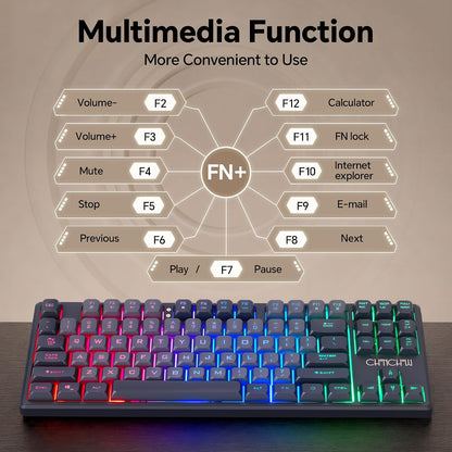 CHONCHOW TKL Gaming Keyboard and Mouse Combo, Wired RGB Set for PC Laptop