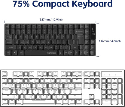Wireless Keyboard, Rechargeable Mini Quiet Keyboard, Thin Tenkeyless