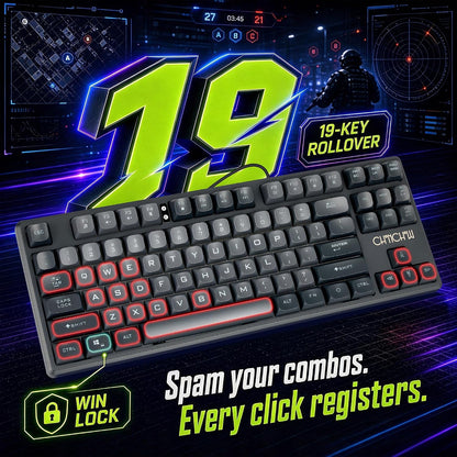 CHONCHOW TKL Gaming Keyboard Wired, Anti Ghosting 87 Keys FPS for PC PS5