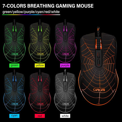 CHONCHOW RGB Gaming Keyboard and Mouse Combo, Adjustable Breathing Backlit Mechanical Feeling Keyboard with 7 Colors 3600DPI Backlight Mouse for PC Laptop PS4 PS5 Mac Xbox One Game and Work - CHONCHOW