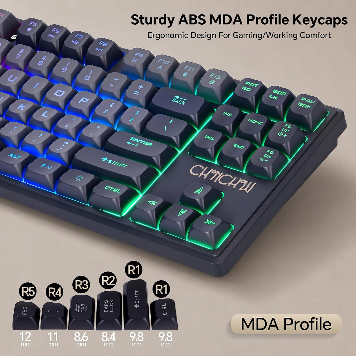 CHONCHOW TKL Gaming Keyboard and Mouse Combo, Wired RGB Set for PC Laptop