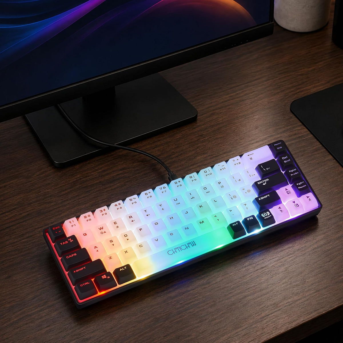 CHONCHOW Mini RGB 60% Gaming Keyboard, 68 Keys Small Compact - CHONCHOW