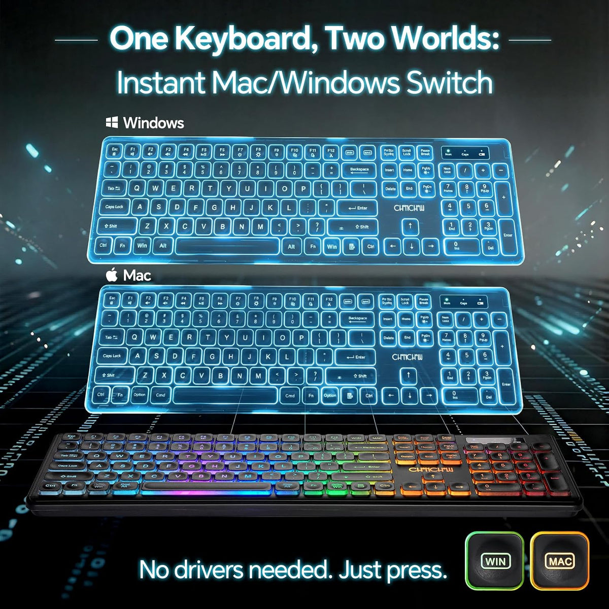Computer Keyboard and Mouse Wireless,Rechargeable Gaming LED Keyboard Combo