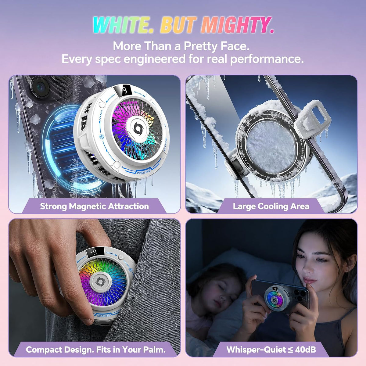 USB magnetic Phone Cooler White, Semiconductor Cooling Fan, iphone Cooling