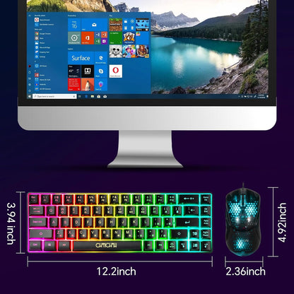 CHONCHOW 60% Gaming Keyboard and Mouse Combo, 68 Keys Wired LED RGB Backlit Black Gaming Keyboard and RGB Backlit Mouse, Small Light up Keyboard for PC Xbox PS4 Gamers and Work (Black) - CHONCHOW