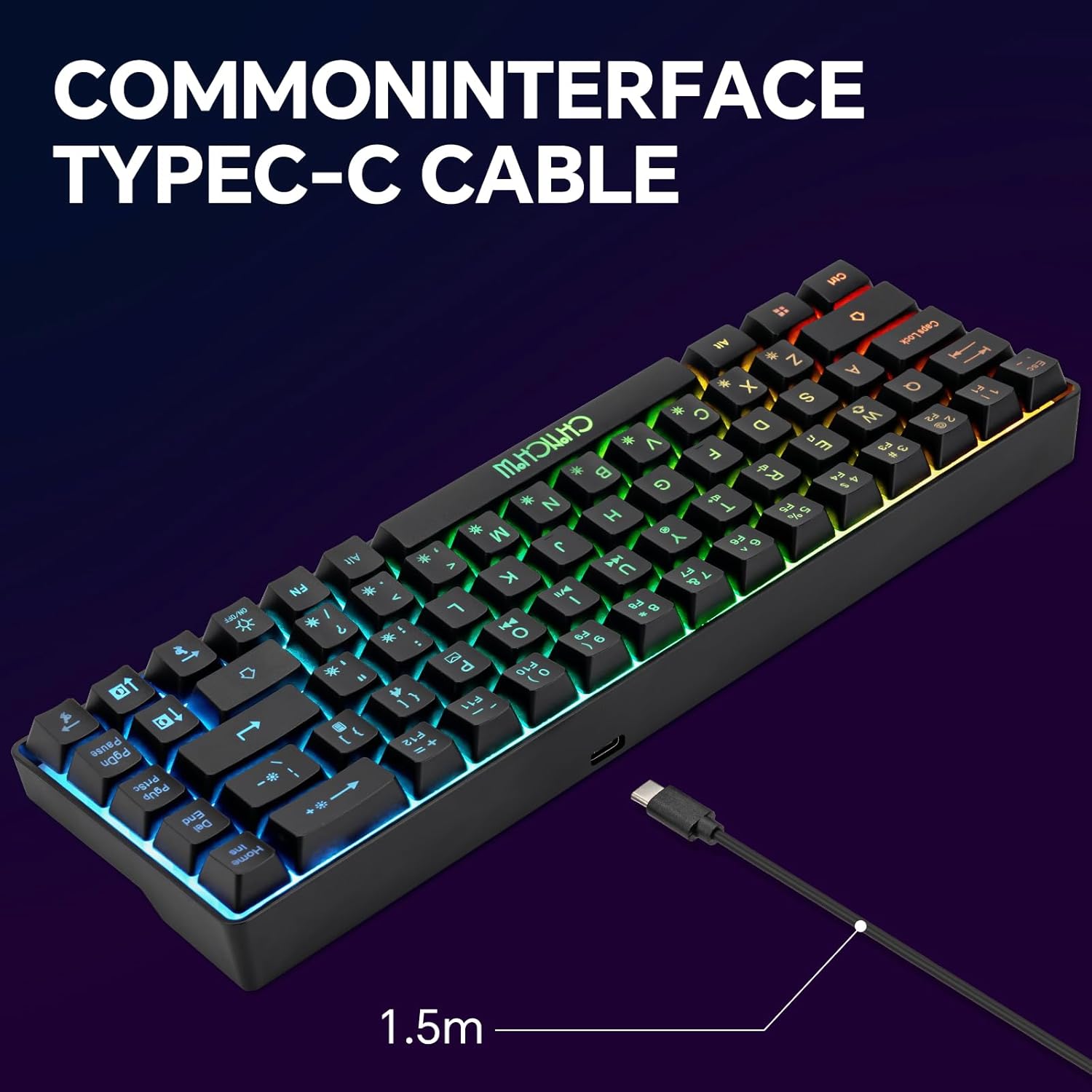 CHONCHOW 60% Gaming Keyboard and Mouse Combo, 68 Keys Wired LED RGB Backlit Black Gaming Keyboard and RGB Backlit Mouse, Small Light up Keyboard for PC Xbox PS4 Gamers and Work (Black) - CHONCHOW