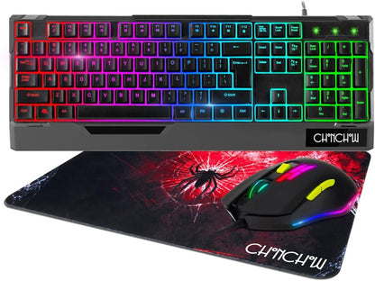 CHONCHOW Gaming Keyboard and Mouse Combo-Full Size Computer Keyboard RGB Backlit USB Wired Keyboards and Mouse 3200DPI&Mousepad 3in1 Ergonomic Design for PC Laptop Desktop PS4 Xbox - CHONCHOW