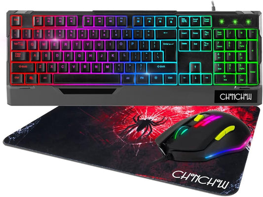 CHONCHOW Gaming Keyboard and Mouse Combo-Full Size Computer Keyboard RGB Backlit USB Wired Keyboards and Mouse 3200DPI&Mousepad 3in1 Ergonomic Design for PC Laptop Desktop PS4 Xbox - CHONCHOW