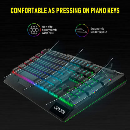 CHONCHOW Gaming Keyboard and Mouse Combo-Full Size Computer Keyboard RGB Backlit USB Wired Keyboards and Mouse 3200DPI&Mousepad 3in1 Ergonomic Design for PC Laptop Desktop PS4 Xbox - CHONCHOW