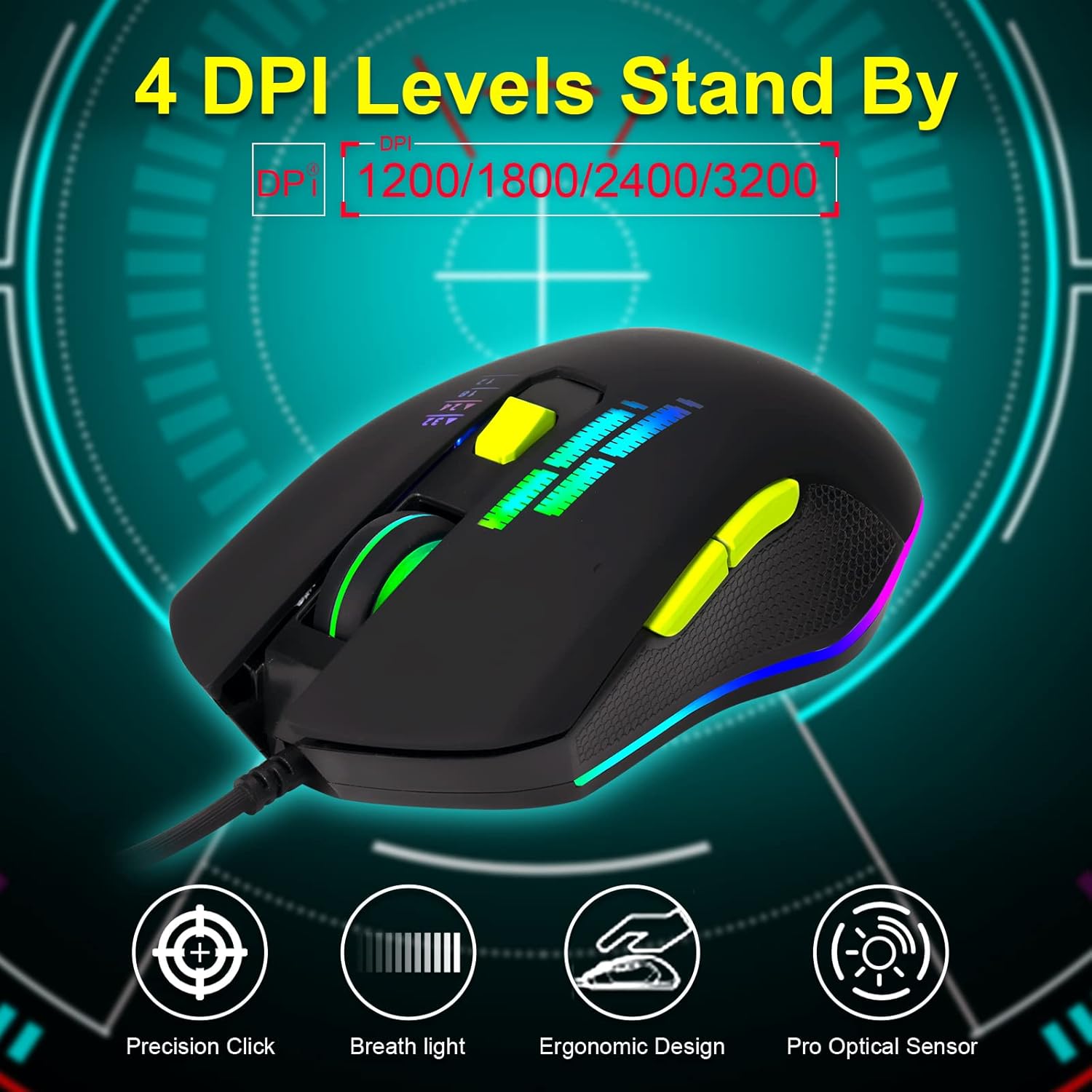 CHONCHOW Gaming Keyboard and Mouse Combo-Full Size Computer Keyboard RGB Backlit USB Wired Keyboards and Mouse 3200DPI&Mousepad 3in1 Ergonomic Design for PC Laptop Desktop PS4 Xbox - CHONCHOW