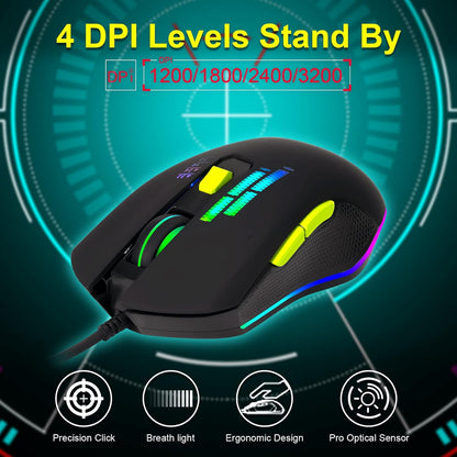 CHONCHOW Gaming Keyboard and Mouse Combo-Full Size Computer Keyboard RGB Backlit USB Wired Keyboards and Mouse 3200DPI&Mousepad 3in1 Ergonomic Design for PC Laptop Desktop PS4 Xbox - CHONCHOW