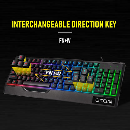 CHONCHOW Gaming Keyboard and Mouse Combo-Full Size Computer Keyboard RGB Backlit USB Wired Keyboards and Mouse 3200DPI&Mousepad 3in1 Ergonomic Design for PC Laptop Desktop PS4 Xbox - CHONCHOW