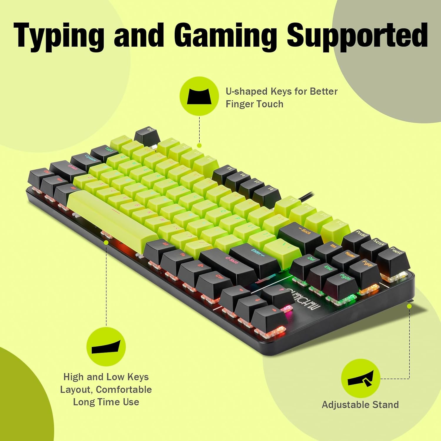 75% Mechanical Gaming Keyboard and Mouse Combo, LED Backlit Compact 87 Keys Mini Keyboard with Blue Switch, Ergonomic RGB Gaming Mouse, Full Anti-Ghost Wired Keyboards for PC Laptop Gamer - CHONCHOW