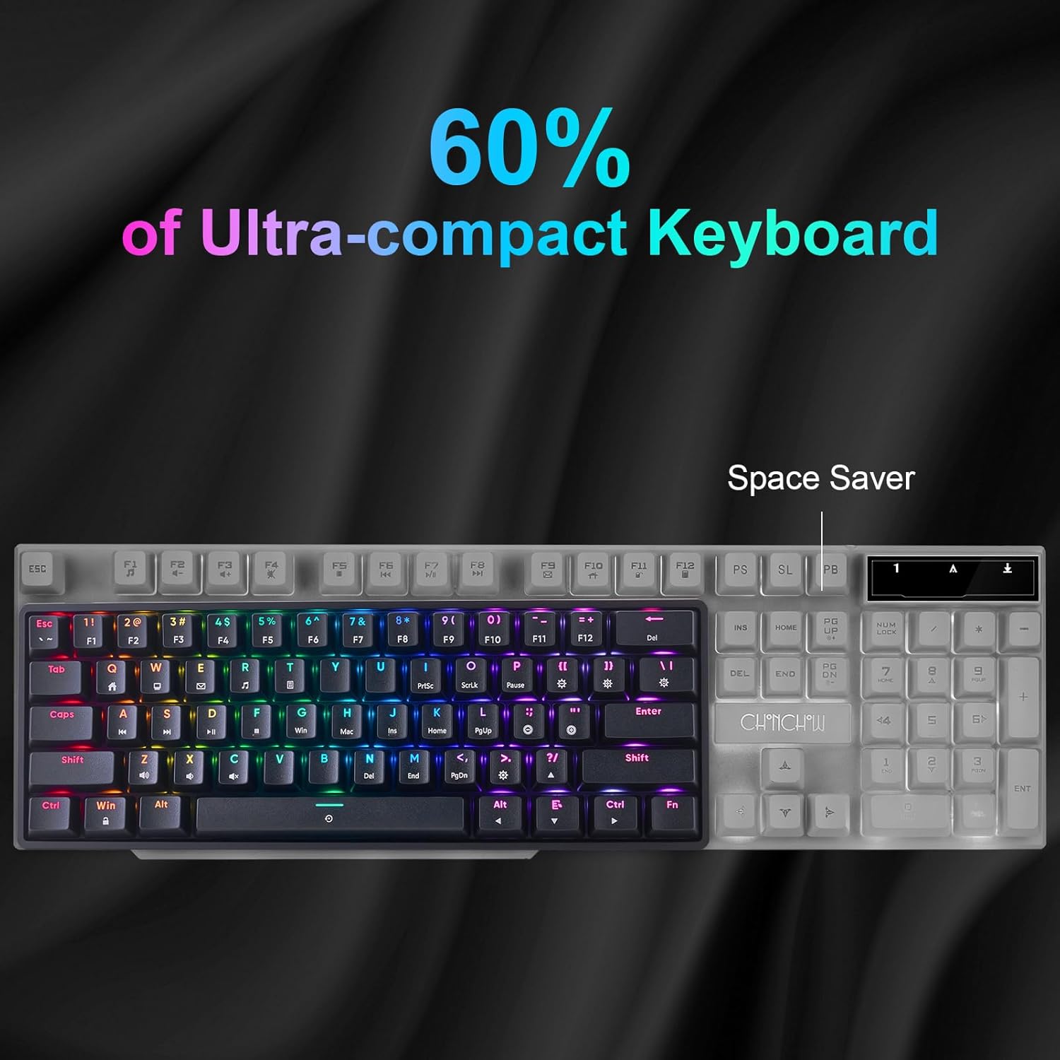Mechanical 60% Gaming RGB Keyboard 61 Keys Wired USB DIY Customize Backlight Macro keypad Ultra-Compact Blue Switches Compatible with Windows Mac Linux Laptop PC Computer(Black) - CHONCHOW