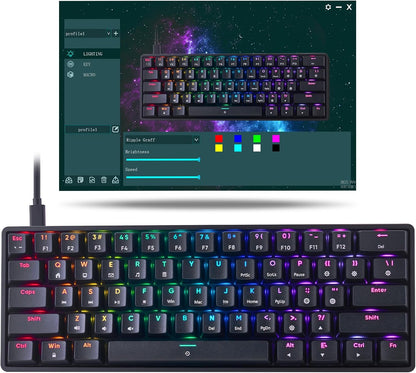 Mechanical 60% Gaming RGB Keyboard 61 Keys Wired USB DIY Customize Backlight Macro keypad Ultra-Compact Blue Switches Compatible with Windows Mac Linux Laptop PC Computer(Black) - CHONCHOW