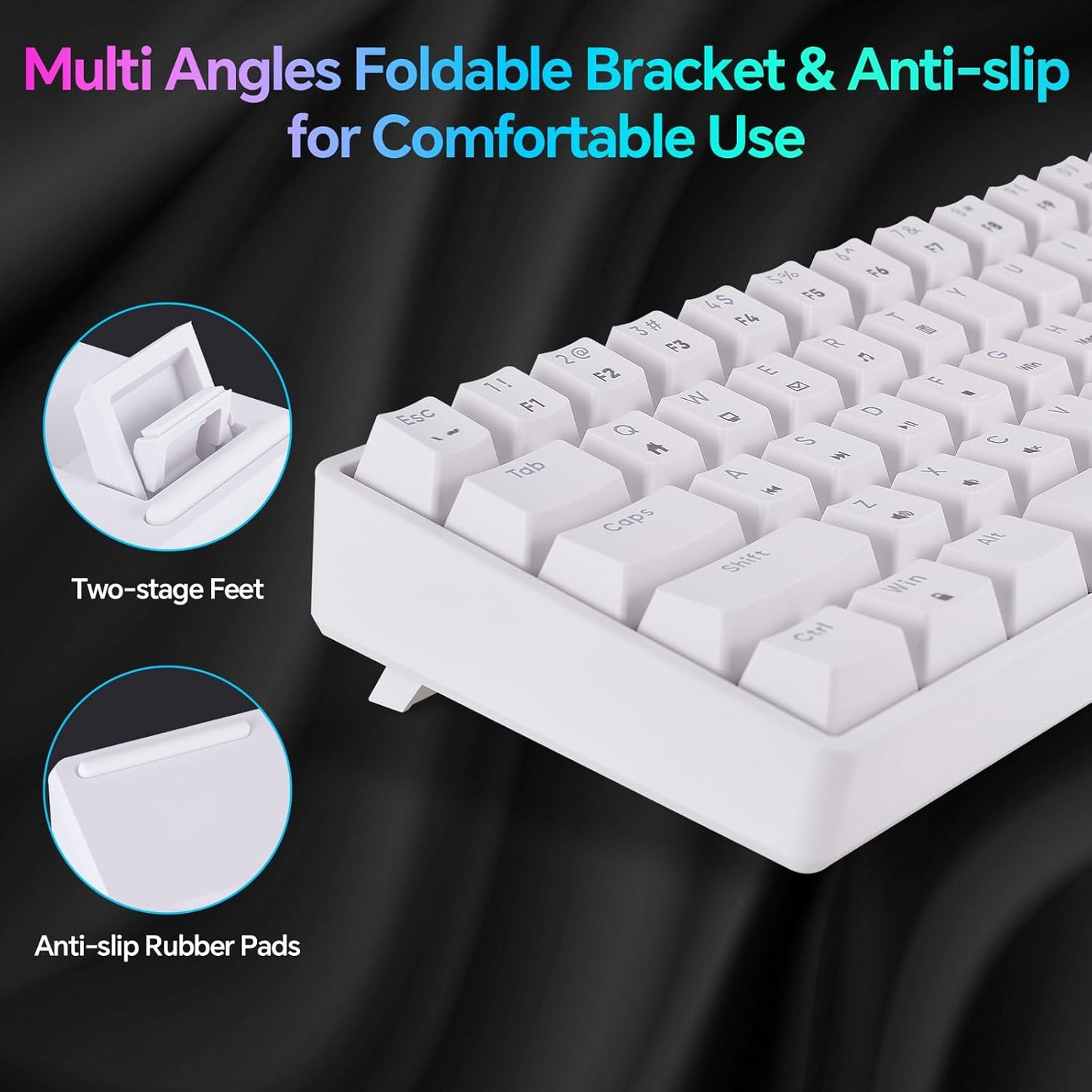 Mechanical 60% Keyboard RGB 1680M Color Backlit Compact Mini 61 Key Blue Switch Portable Keypad Compatible with Windows iMac Laptop PC Computer Office Gamer(White) - CHONCHOW