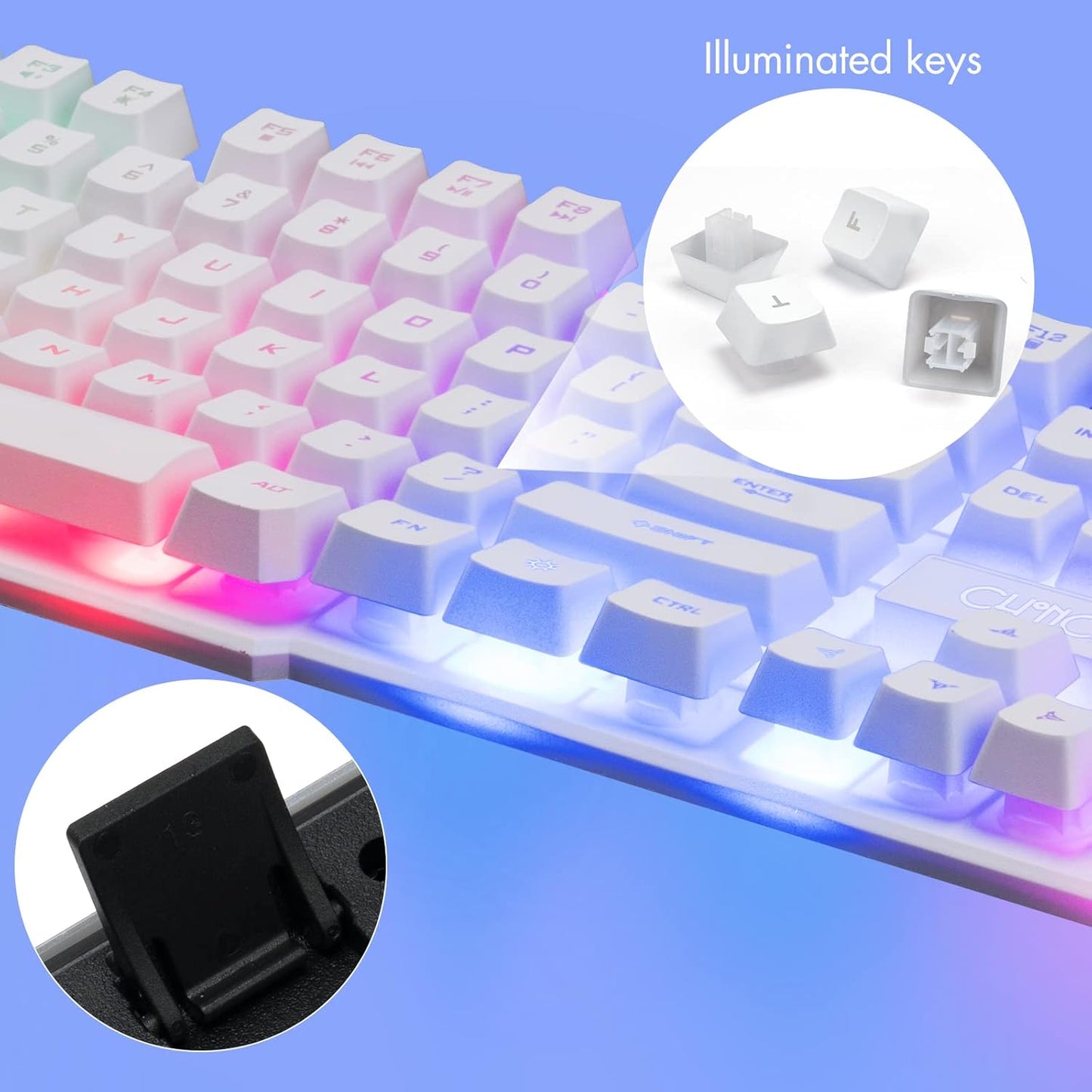 Gaming Keyboard and Mouse Wired CHOCNHOW White Keyboard Rainbow Backlit,Light Up Keys, Multimedia Keys, Waterproof Compatible with PC Laptop Xbox Ps4/Ps5 Work/Gamer - CHONCHOW
