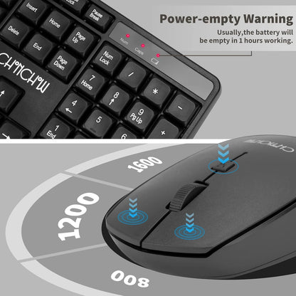 Wireless Keyboard and Mouse 2.4GHz USB Cordless Combo Portable Full-Size Key Board Adjustable DPI Mini Mice Compatible with PC iMac MacBook Surface Laptop Tablet Resberry Pi with USB-A - CHONCHOW