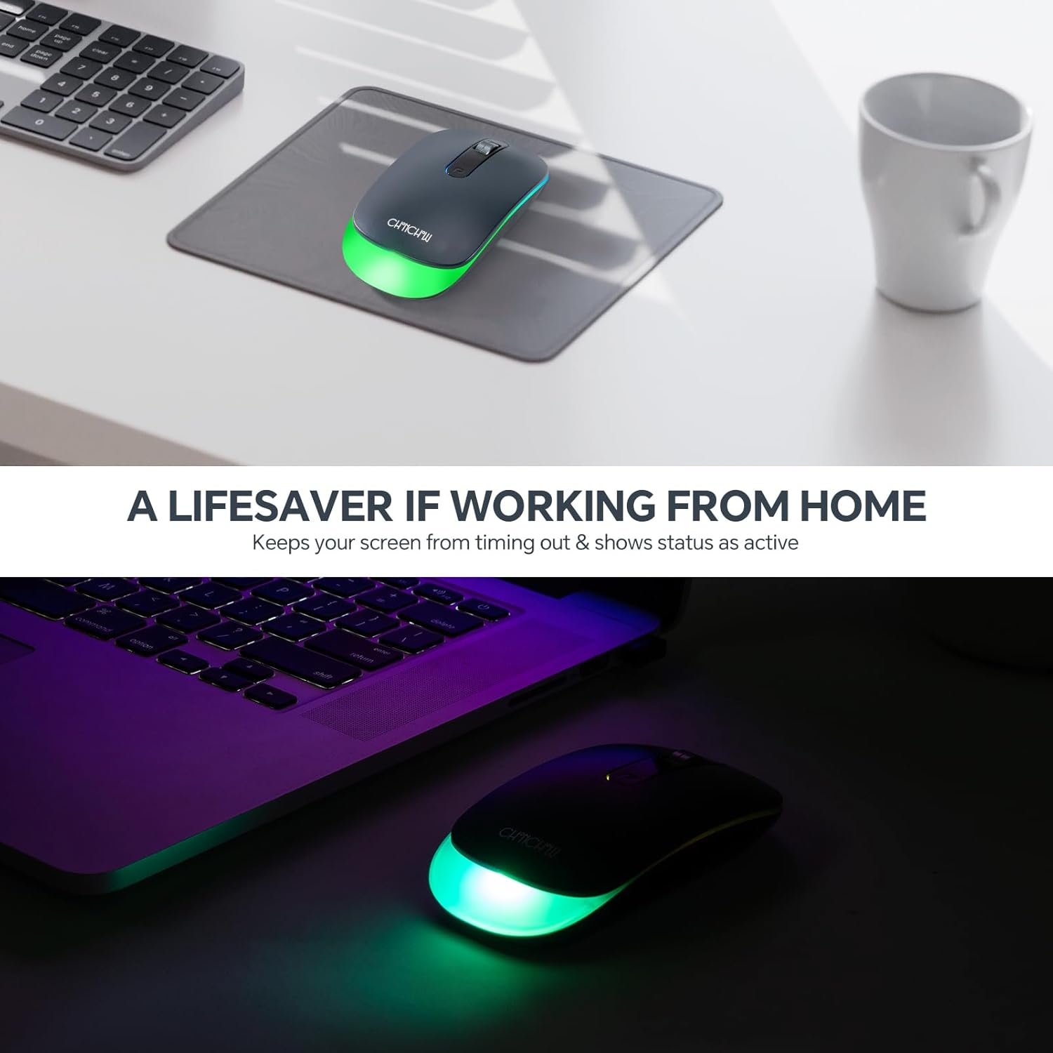 Wireless LED Mouse Rechargeable 2.4GHz/Bluetooth Multi Connect Method Silent Slim with Big Exchangeable Battery 1600DPi USB compatible with Mac Windows for PC laptop office with C-adapter cord manual - CHONCHOW