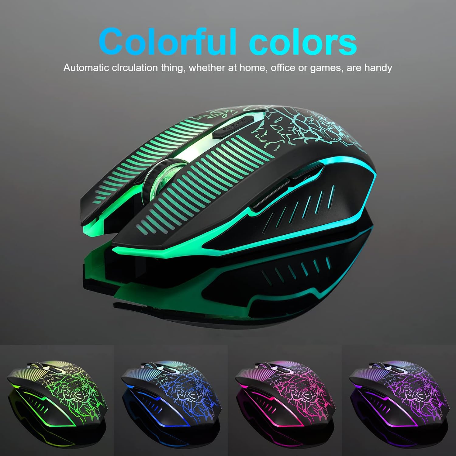 CHONCHOW Wireless Gaming Mouse Rechargeable LED Backlit 2.4G USB Receiver 3600 DPI Cordless Portable High Performance Compatible with PC Laptop MacBook iMac PS4 PS5 Switch Xbox one x(Black) - CHONCHOW