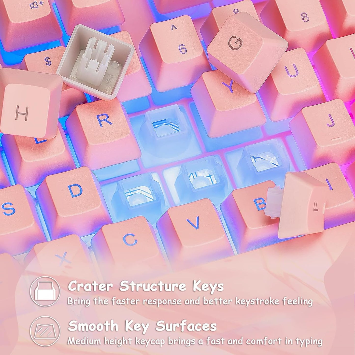 CHONCHOW Pink Gaming Keyboard and Mouse Combo with LED, 104 Keys Wired Light Up Pink Keyboard and Cute Mouse Set for PC Laptop Computer PS4 PS5 Xbox, 19 Keys Anti-ghosting, Multimedia Keys, Number Pad - CHONCHOW