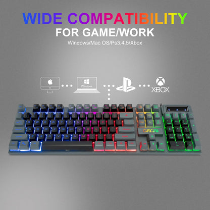 CHONCHOW Gaming Keyboard and Mouse Combo RGB LED Backlit USB Wired Key Board 3200dpi Mice Mechanical Feel Compatible with Xbox one ps5 Windows Laptop Computer(Grey-Black) - CHONCHOW
