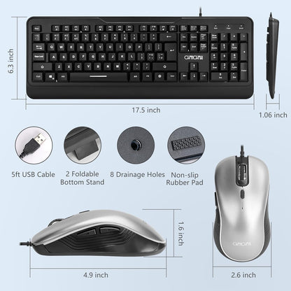 CHONCHOW Mouse and Keyboard Combo with Backlit LED, Full Size, Wrist Rest, USB Wired Computer Keyboard and Mouse for PC, PS4, Laptop, Windows and Mac, Gaming RGB Light Up Mouse - Computer Accessories