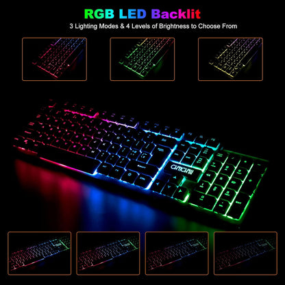 Gaming Wireless Keyboard and Mouse RGB Backlit Rechargeable Battery Gamer Combo Mechanical Feel Anti-ghosting with Side Button for PC Computer Laptop Compatible with Windows Mac Ps4/Ps5 Xbox one - CHONCHOW