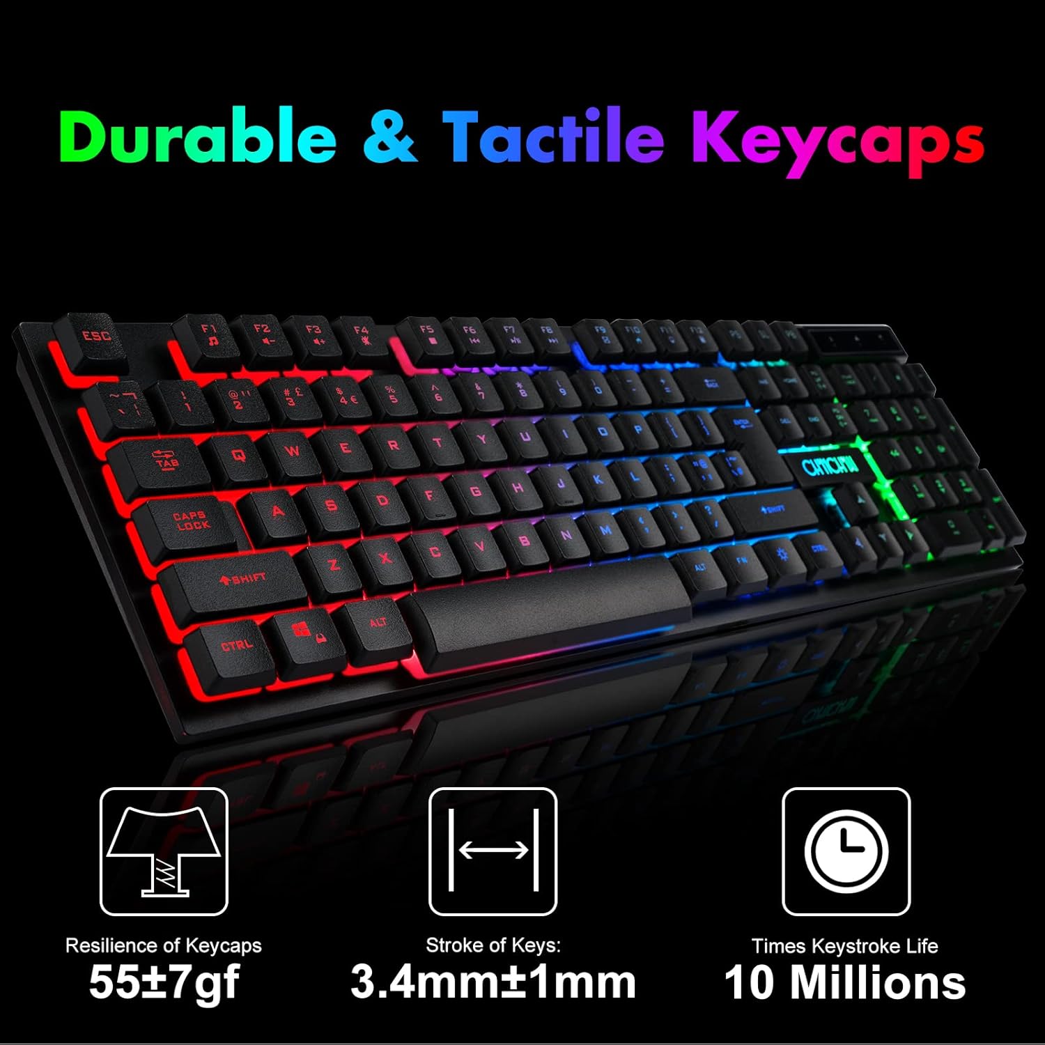 Gaming Wireless Keyboard and Mouse RGB Backlit Rechargeable Battery Gamer Combo Mechanical Feel Anti-ghosting with Side Button for PC Computer Laptop Compatible with Windows Mac Ps4/Ps5 Xbox one - CHONCHOW