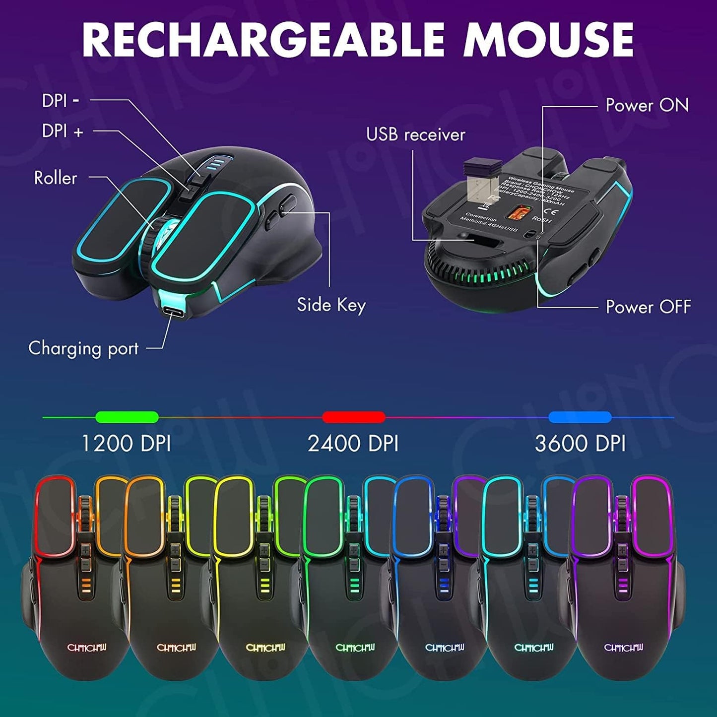 Gaming Wireless Keyboard and Mouse RGB Backlit Rechargeable Battery Gamer Combo Mechanical Feel Anti-ghosting with Side Button for PC Computer Laptop Compatible with Windows Mac Ps4/Ps5 Xbox one