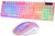 CHONCHOW RGB Gaming Keyboard and Mouse 1921P Pink Keyboard with LED Backlit USB Wired Mechanical Feeling Multimedia PC Gaming Keyboard for Working or Game,Office Xbox