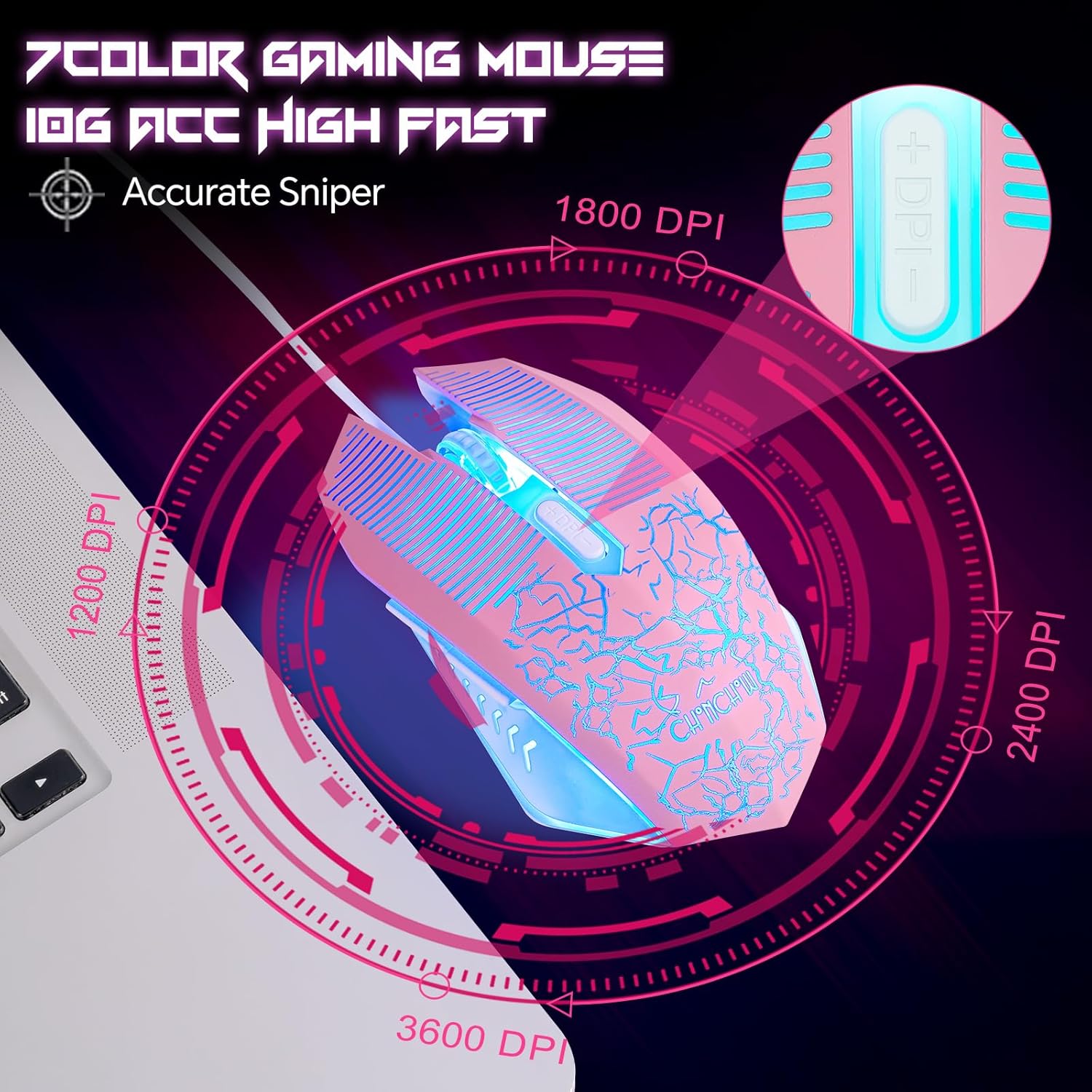 CHONCHOW RGB Gaming Keyboard and Mouse 1921P Pink Keyboard with LED Backlit USB Wired Mechanical Feeling Multimedia PC Gaming Keyboard for Working or Game,Office Xbox - CHONCHOW