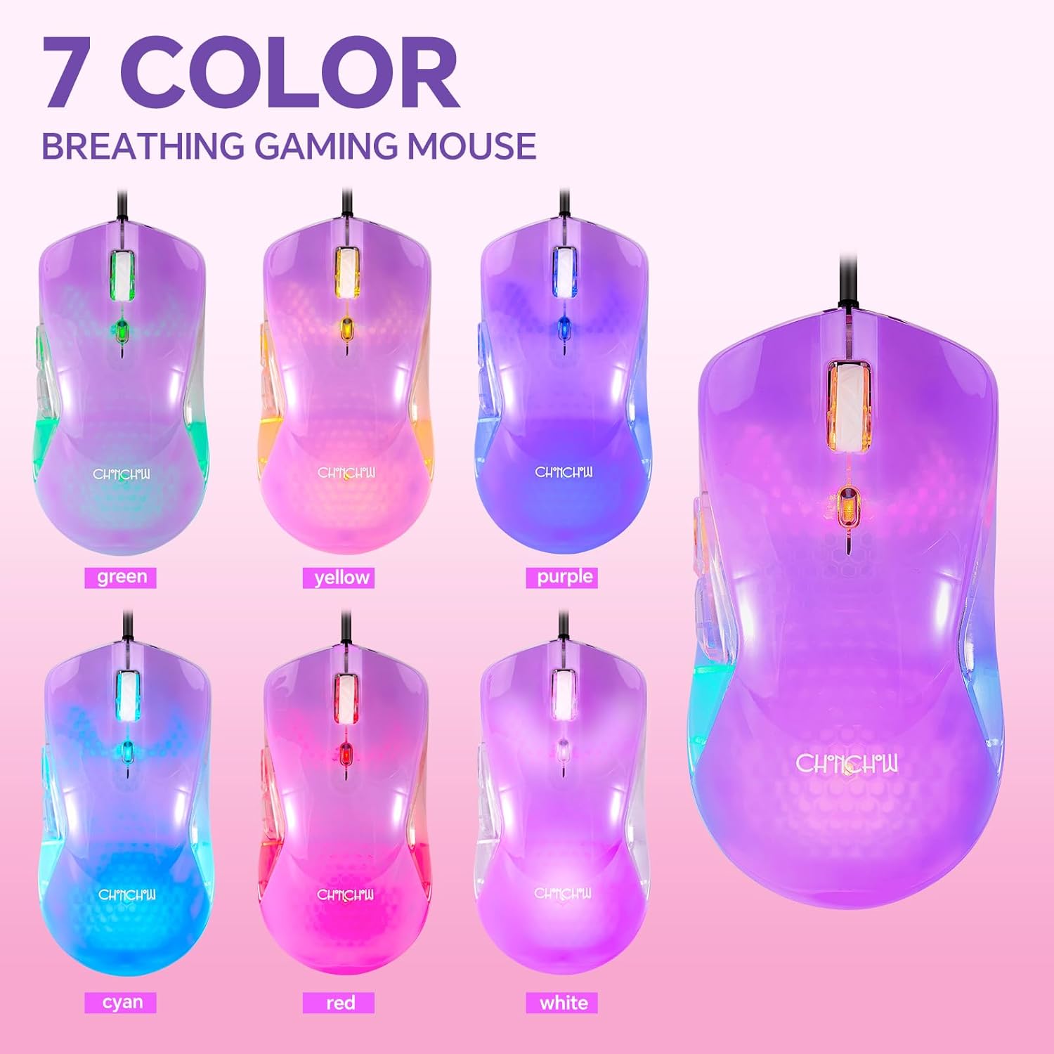 CHONCHOW LED Gaming Keyboad and Mouse Combo, Transparent RGB Rainbow Backlit Keyboard, 104 Keys Anti-ghosting USB Wired Keyboard, 7 Color RGB Gaming Mouse for PC Laptop Xbox PS4 Gamers and Work - CHONCHOW