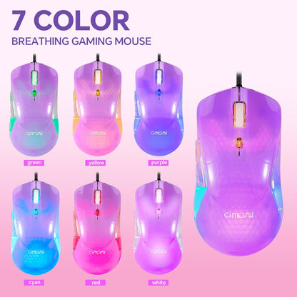 CHONCHOW LED Gaming Keyboad and Mouse Combo, Transparent RGB Rainbow Backlit Keyboard, 104 Keys Anti-ghosting USB Wired Keyboard, 7 Color RGB Gaming Mouse for PC Laptop Xbox PS4 Gamers and Work - CHONCHOW