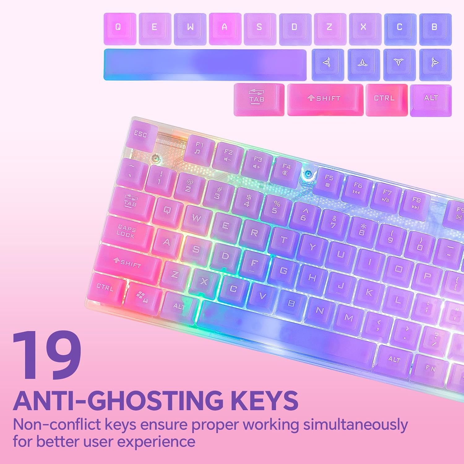 CHONCHOW LED Gaming Keyboad and Mouse Combo, Transparent RGB Rainbow Backlit Keyboard, 104 Keys Anti-ghosting USB Wired Keyboard, 7 Color RGB Gaming Mouse for PC Laptop Xbox PS4 Gamers and Work - CHONCHOW
