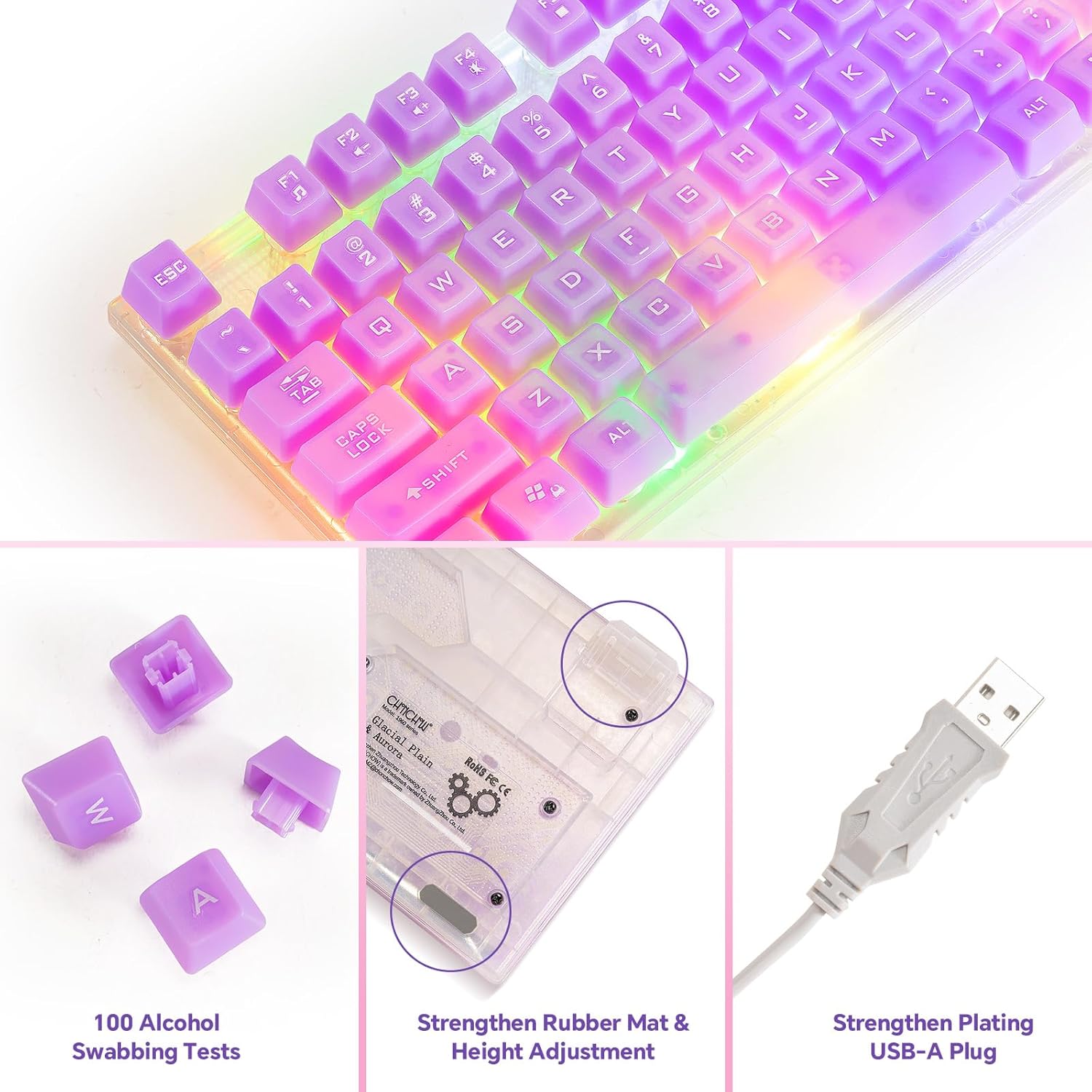 CHONCHOW LED Gaming Keyboad and Mouse Combo, Transparent RGB Rainbow Backlit Keyboard, 104 Keys Anti-ghosting USB Wired Keyboard, 7 Color RGB Gaming Mouse for PC Laptop Xbox PS4 Gamers and Work - CHONCHOW