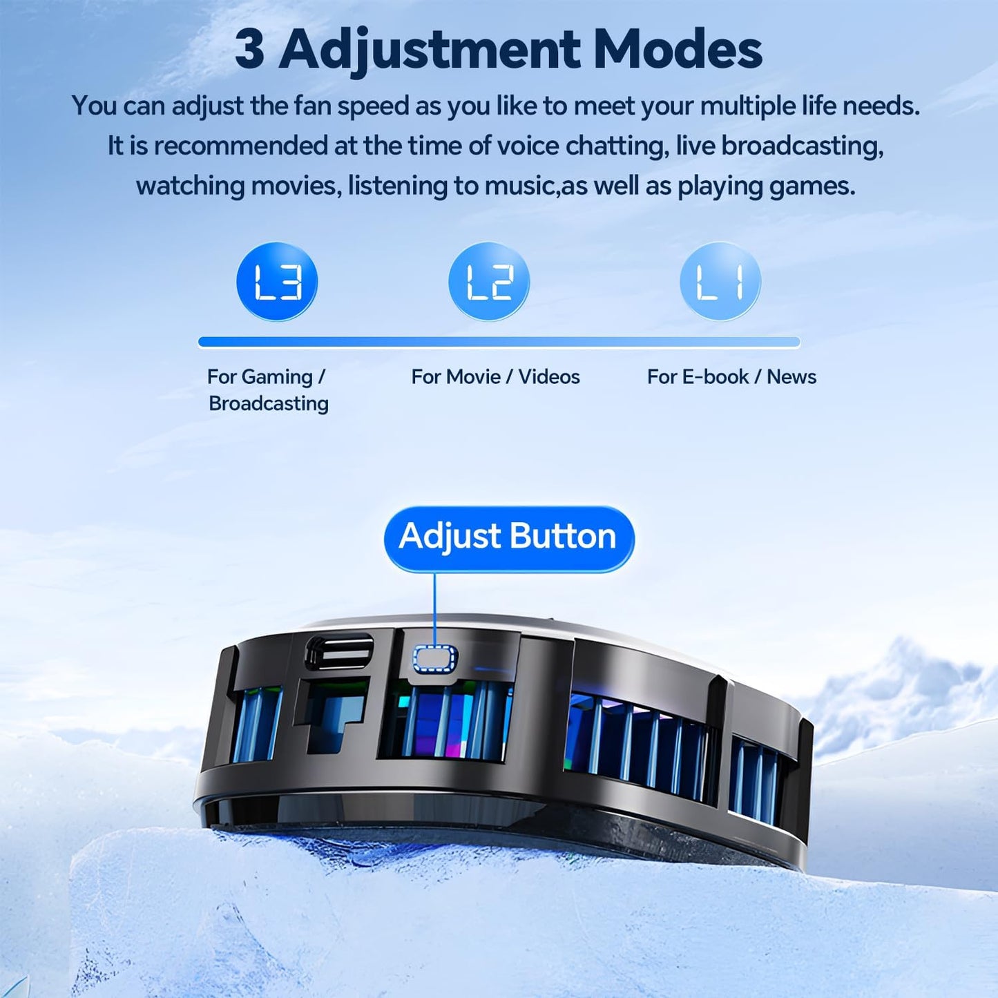 CHONCHOW Magnetic Cell Phone Cooler, RGB Phone Cooling Fan Portable Lightweight Mobile Phone Cooling Fan, Phone Radiator with Larger Cooling Area for Phone/Tablet/IPad (with Digital displays) - CHONCHOW