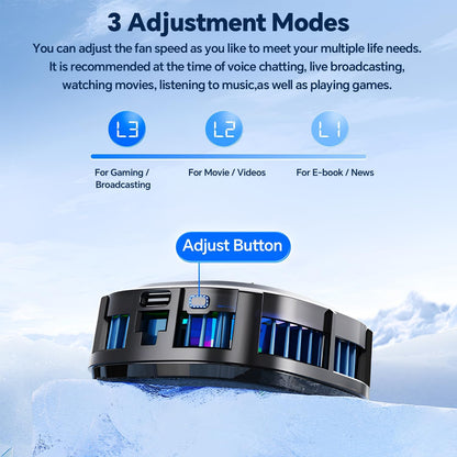 CHONCHOW Magnetic Cell Phone Cooler, RGB Phone Cooling Fan Portable Lightweight Mobile Phone Cooling Fan, Phone Radiator with Larger Cooling Area for Phone/Tablet/IPad (with Digital displays) - CHONCHOW