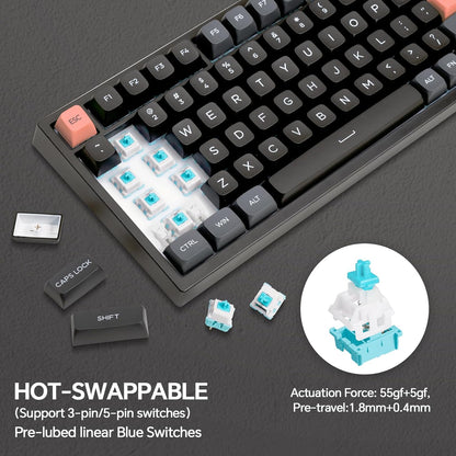 CHONCHOW Gaming Keyboard RGB Backlit,Mechanical Keyboard with Number Pad,Gasket Mount,Anti-ghosting,Blue Switches,Large Print PBT Key,Hot Swap Wired Keyboard Compatibility for Win/Mac - CHONCHOW