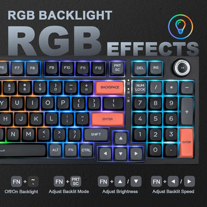 CHONCHOW Gaming Keyboard RGB Backlit,Mechanical Keyboard with Number Pad,Gasket Mount,Anti-ghosting,Blue Switches,Large Print PBT Key,Hot Swap Wired Keyboard Compatibility for Win/Mac - CHONCHOW