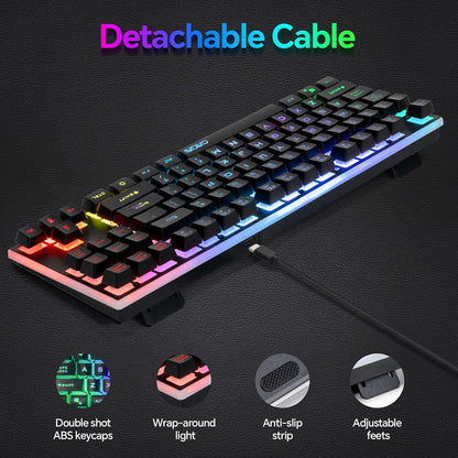 CHONCHOW 87 Keys TKL Wired Gaming Keyboard with Wrist Rest, Detachable USB-C Cable, RGB Backlight, Full Metal Panel Keyboard Compatible with PC Laptop Mac Xbox Ps4 Ps5 (Black) - CHONCHOW
