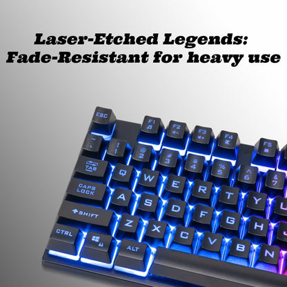 CHONCHOW Ergonomic Wired Gaming Keyboard, 104 Key, Adjustable Rainbow Backlight, Durable Frame& Premium Keycaps- Stable Adjustable Feet for PC/Game/Office/Home Use - CHONCHOW