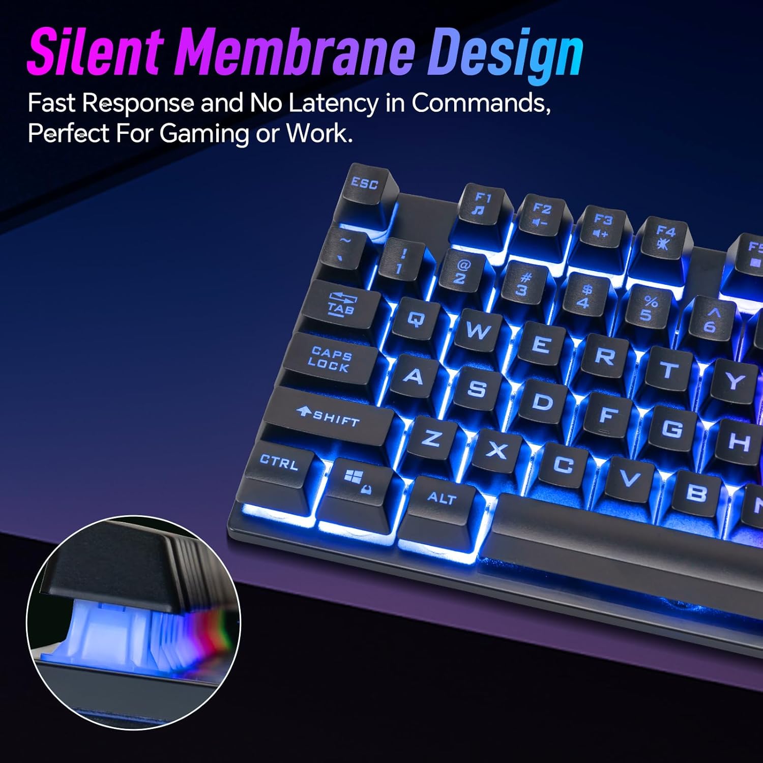 CHONCHOW Wired Gaming Keyboard, 104 Keys Full Size, with Anti-Ghosting and Multimedia Keys, LED Backlit Light Up Keyboard for PC Mac Laptop Desktop, Gaming or Office - CHONCHOW
