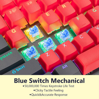 CHONCHOW Mechanical Gaming Keyboard and Mouse Combo, LED Backlit, Blue Switch, 87 Keys TKL, Hot Swappable Mechanical Keyboard, RGB Mouse 1200-4200 DPI for Ps4 Xbox PC Laptop Mac Windows - CHONCHOW